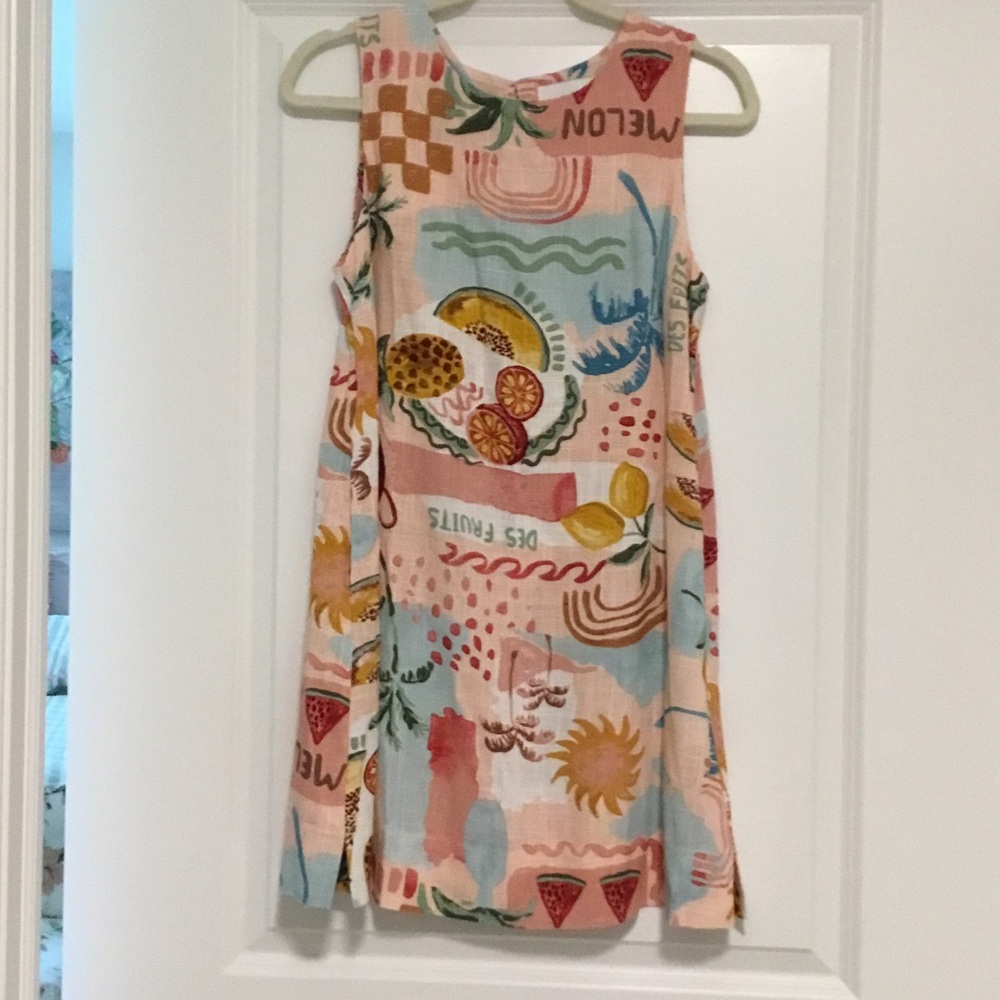 Very cool pull on Paper Heart shift with pockets Linen and rayon. Summer print